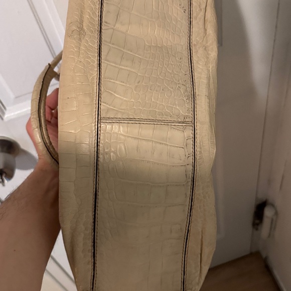 Cole Haan cream/ivory Crocodile-Embossed Women's Bag speedy style - Picture 7 of 10